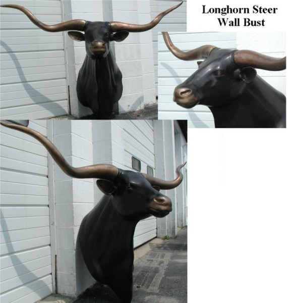 Life Size Bronze bull head wall mount for indoor or outdoor use